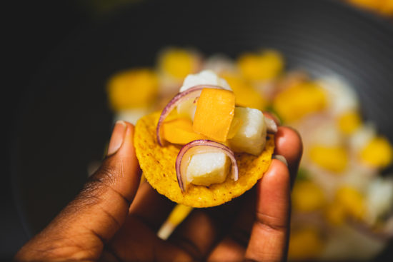 ceviche cabillaud mangue