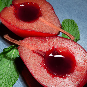 poires pochées crème de gingembre