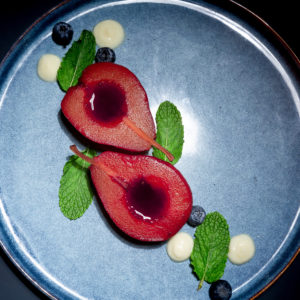 poires pochées crème de gingembre