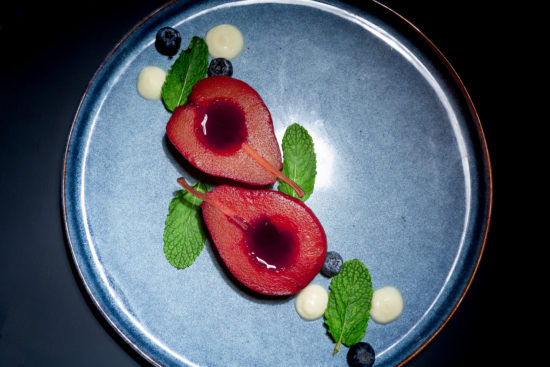 poires pochées crème de gingembre