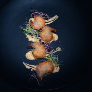 Crevettes croustillantes vermicelles de riz & crème d'aneth
