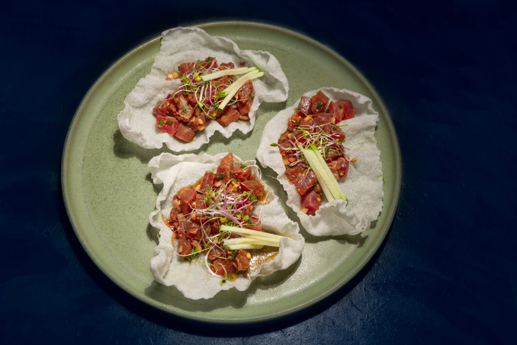 feuilles de riz soufflé-tartare de thon