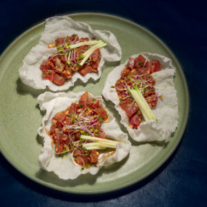 feuilles de riz soufflé-tartare de thon