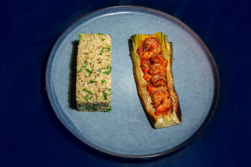 poireau au four confiture de tomates quinoa persil