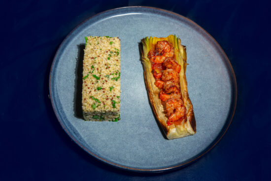 poireau au four confiture de tomates quinoa persil