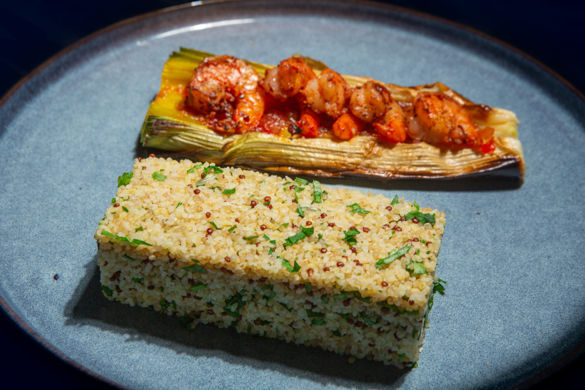 poireau au four confiture de tomates quinoa persil