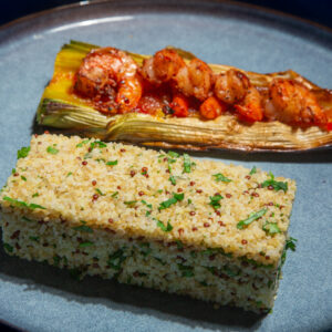 poireau au four confiture de tomates quinoa persil