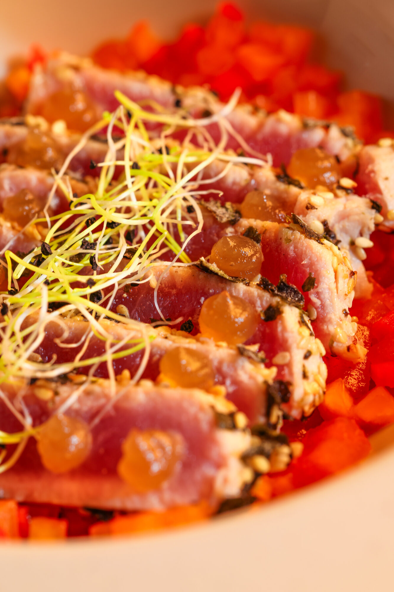 tataki thon pickles kaki piment gel ponzu citron